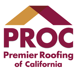 A logo of premier roofing of california